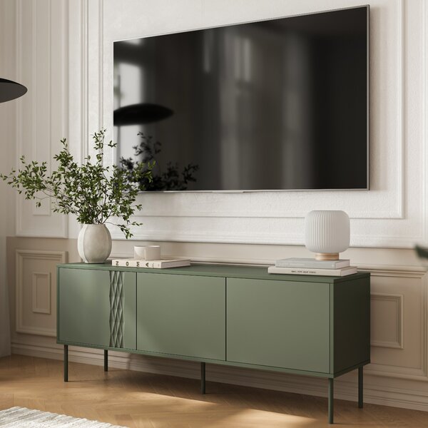 MEBLINE Komoda RTV TIFFANY 150 zelená mat