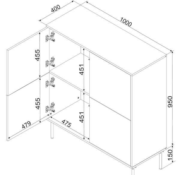 MEBLINE Komoda TIFFANY 4D béžová mat