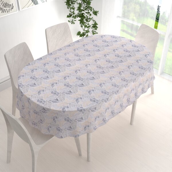 Biante Dekoračný oválny obrus PML-057 Mozaika žltosivých listov na sivom 100x140 cm
