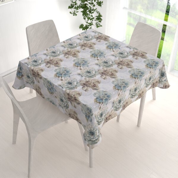 Biante Dekoračný štvorcový obrus PML-052 Tyrkysové kvety s orientálnymi kruhmi 50x50 cm