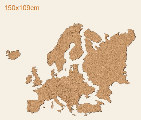 DUBLEZ | Korková mapa Európy na stenu - s hranicami štátov | Obraz
