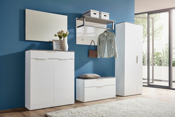 VEŠIAKOVÝ PANEL, sivá, biela, 90/60/35 cm Carryhome - Vešiakové steny, Online Only