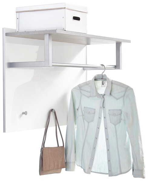 VEŠIAKOVÝ PANEL, sivá, biela, 90/60/35 cm Carryhome - Vešiakové steny, Online Only