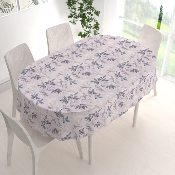 Biante Dekoračný oválny obrus PML-053 Popínavé lístky na béžovom 100x140 cm