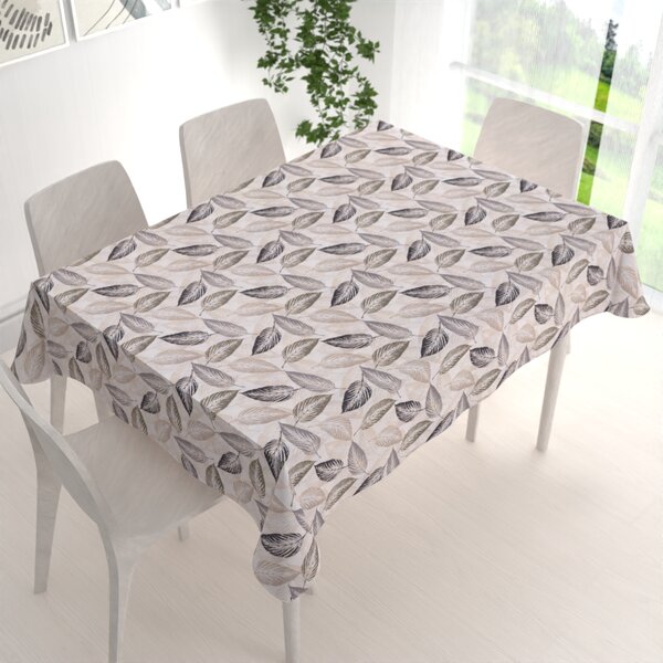 Biante Dekoračný obdĺžnikový obrus PML-056 Zeleno-čierne listy na béžovom 50x100 cm