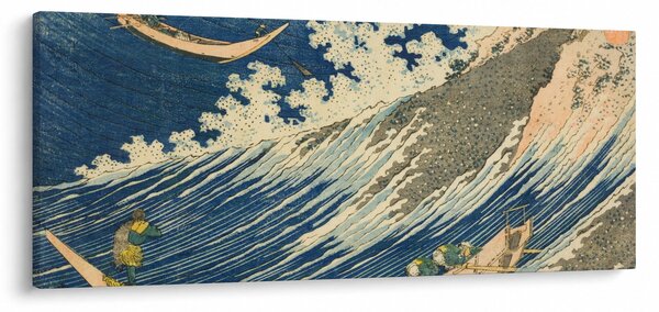 Obraz - Katsushika Hokusai, Fishing Boats at Choshi in Shimosa (Soshu Choshi) , reprodukcia (120x50 cm)