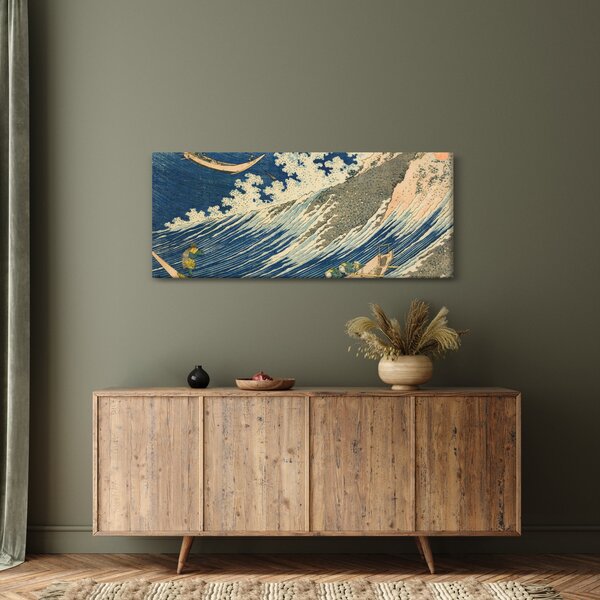 Obraz - Katsushika Hokusai, Fishing Boats at Choshi in Shimosa (Soshu Choshi) , reprodukcia (120x50 cm)