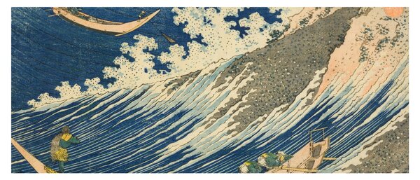 Obraz - Katsushika Hokusai, Fishing Boats at Choshi in Shimosa (Soshu Choshi) , reprodukcia (120x50 cm)