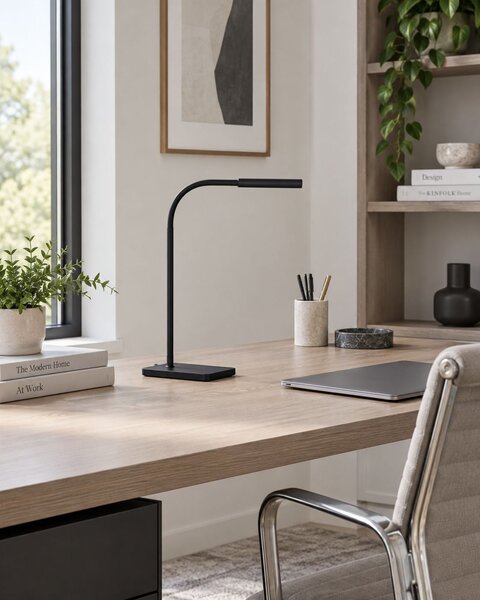 Stolná LED lampa čierna hliník syntetický materiál stmievač senzor s 3 farbami osvetlenie do kancelárie a študovne