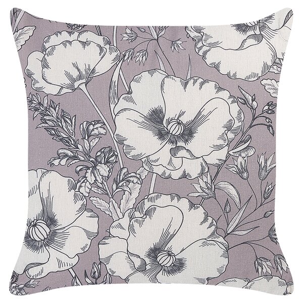 Sada 2 dekoratívnych vankúšov sivá krémová biela polyester 45 x 45 cm kvetovaný vzor moderný glamour štýl