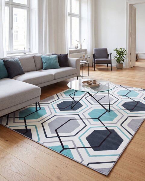 Koberec viacfarebný z polyesteru 160 x 230 cm farebný geometrický vzor obdĺžnikový