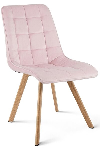 Dekorstudio Zamatová jedálenská stolička CIEZA 360 - svetloružová s nohami v dekore duba Počet stoličiek: 1ks
