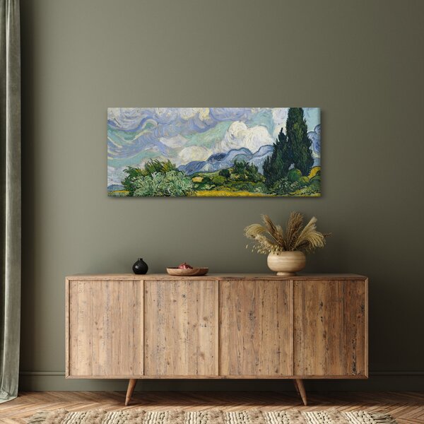 Obraz - Vincent van Gogh, Wheat Field with Cypresses, reprodukcia (120x50 cm)