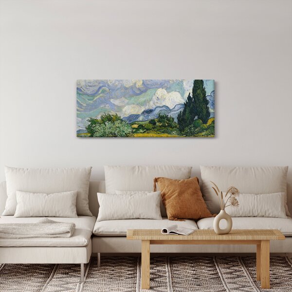 Obraz - Vincent van Gogh, Wheat Field with Cypresses, reprodukcia (120x50 cm)