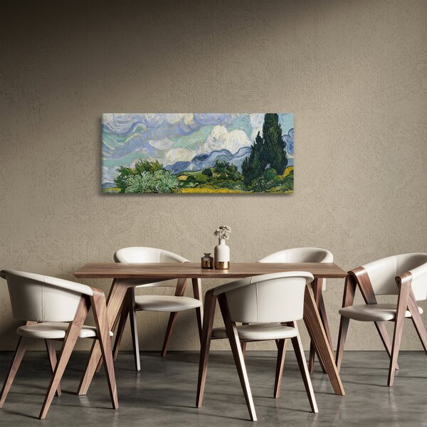 Obraz - Vincent van Gogh, Wheat Field with Cypresses, reprodukcia (120x50 cm)