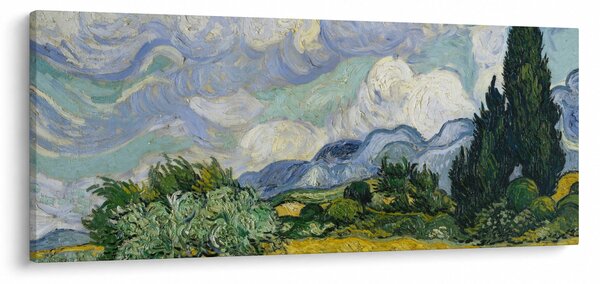 Obraz - Vincent van Gogh, Wheat Field with Cypresses, reprodukcia (120x50 cm)