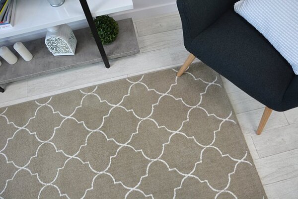 Koberec SENSE Micro 81220 bež/biely TRELLIS