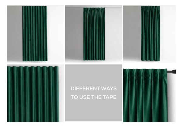 Tmavozelený zamatový dimout záves 140x245 cm Pleat – Restilo
