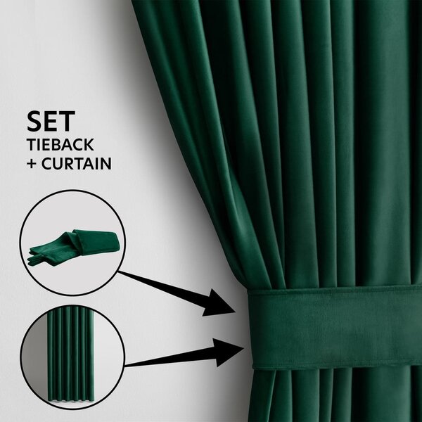 Tmavozelený zamatový dimout záves 140x245 cm Eyelets – Restilo