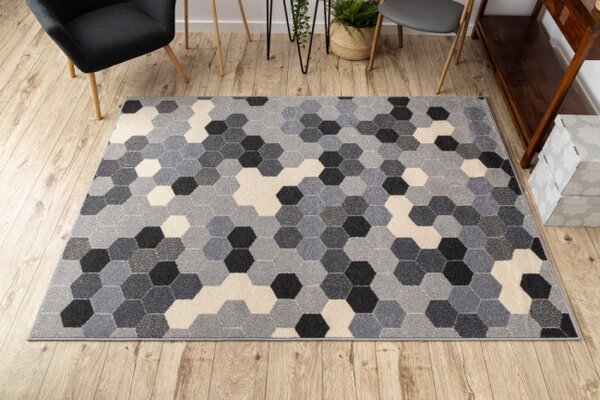 Koberec HEOS 78537 sivý / krém HEXAGON