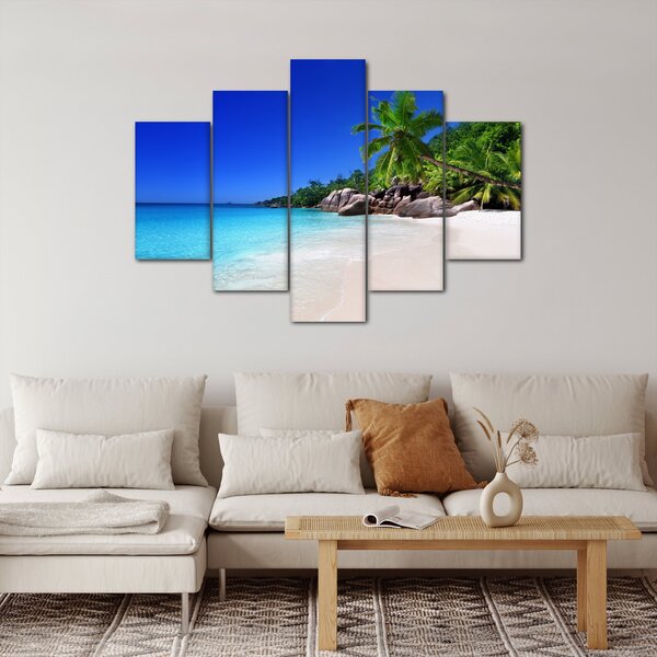 Obraz pláže na Praslin ostrove (150x105 cm)