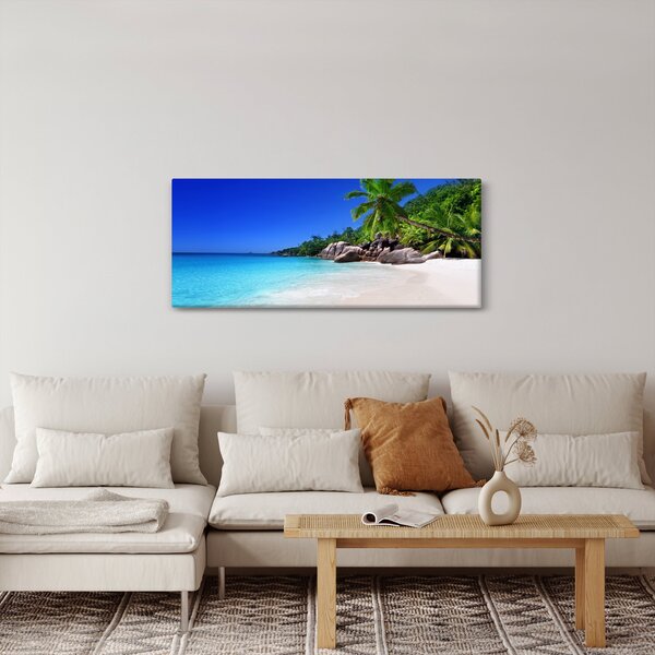 Obraz pláže na Praslin ostrove (120x50 cm)