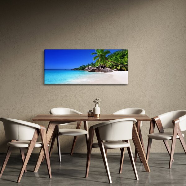 Obraz pláže na Praslin ostrove (120x50 cm)