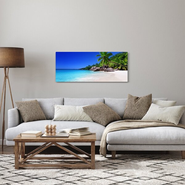 Obraz pláže na Praslin ostrove (120x50 cm)