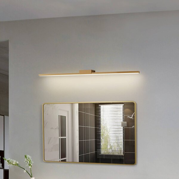 Lucande Zrkadlová lampa LED Kivana, meď, kov, 90 cm, IP44, Meď, Kúpeľňa, Hliník, Moderný, Nástenné svietidlo