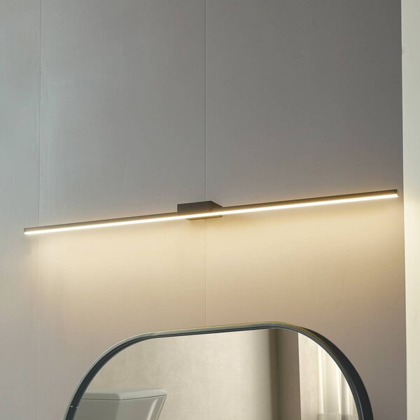 Lucande Zrkadlová lampa LED Kivana, čierna, kov, 120 cm IP44, Čierna, Kúpeľňa, Hliník, Moderný, Nástenné svietidlo