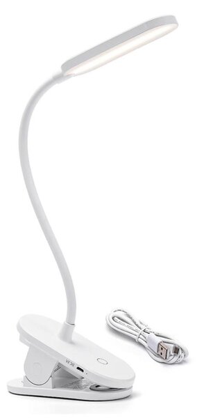 Aigostar - LED Stmievateľná nabíjacia stolná lampa s klipom LED/2,5W/5V 1200mAh biela