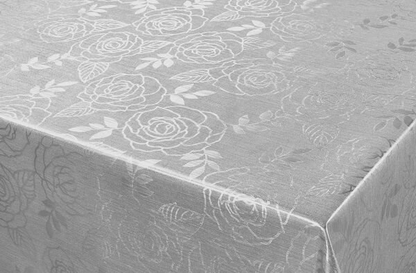 Patifix | Metalický PVC obrus | 140 cm x 20 m | Strieborné ruže
