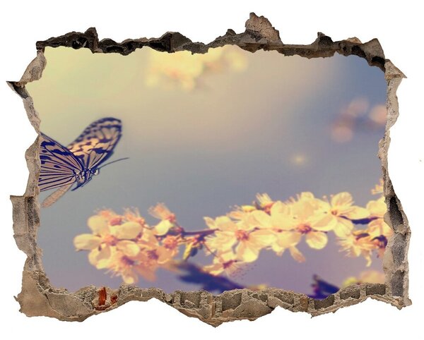 Fototapeta díra na zeď Čerešňový kvet a motýľ