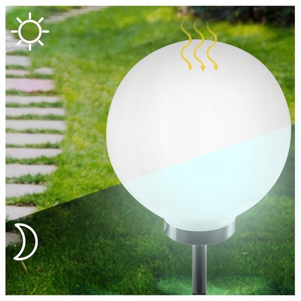LED solárna lampa LED/1,2V 6500K 200 mAh pr. 30 cm IP44 biela/čierna