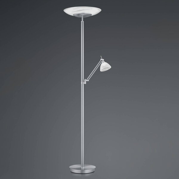 LED stojacia lampa Findus, 2 svetlá, nikel, Hliník / sivá / zinok, Obývacia izba / jedáleň, kov, Moderný, Zemné bodové svetlo