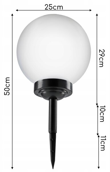 LED solárna lampa LED/1,2V 6500K 200 mAh pr. 25 cm IP44 biela/čierna