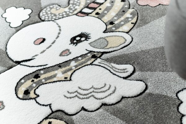 Koberec KRUH PETIT UNICORN JEDNOROŽEC sivý