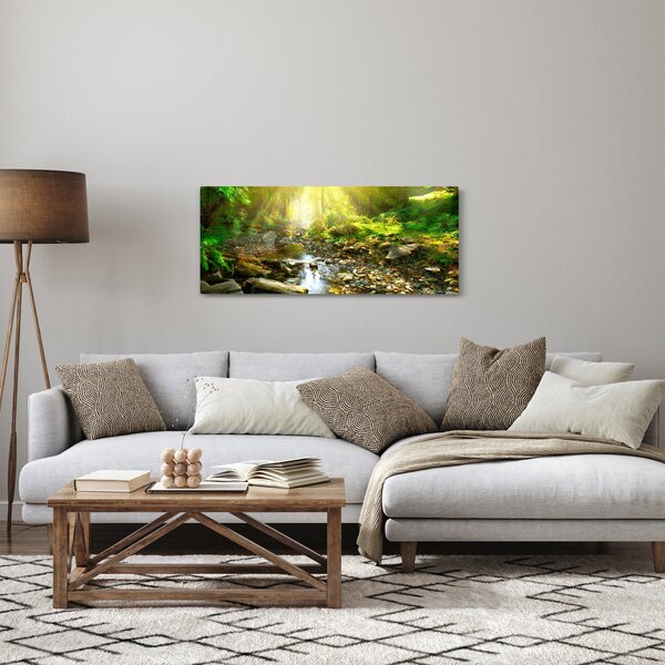 Obraz rieky v zelenom lese (120x50 cm)