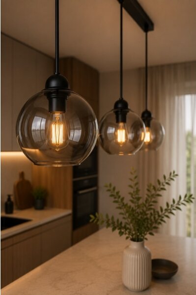 Luster na lanku UNO 3xE27/60W/230V čierna/dymová