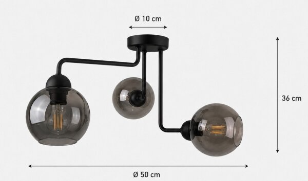 Prisadený luster OSMO 3xE27/60W/230V čierna