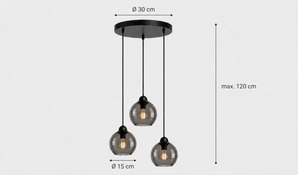 Luster na lanku UNO 3xE27/60W/230V čierna