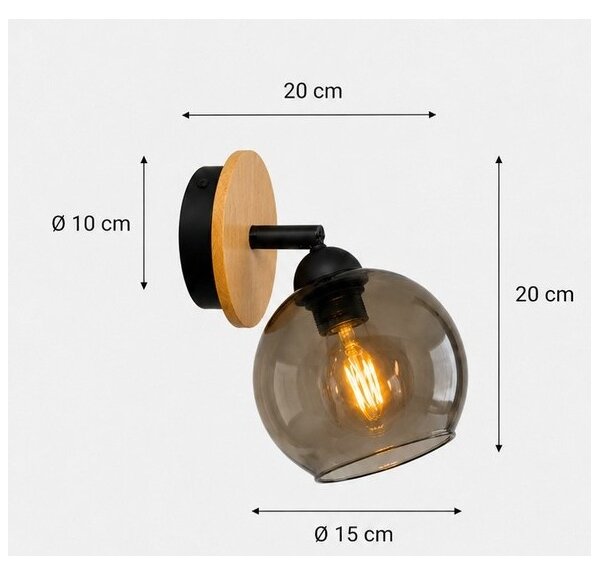 Nástenné bodové svietidlo UNO WOOD 1xE27/60W/230V čierna/hnedá