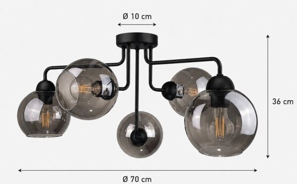 Prisadený luster OSMO 5xE27/60W/230V čierna