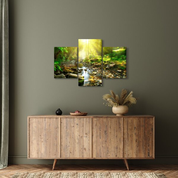 Obraz rieky v zelenom lese (90x60 cm)