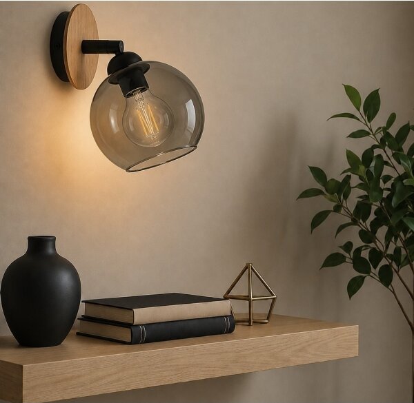 Nástenné bodové svietidlo UNO WOOD 1xE27/60W/230V čierna/hnedá