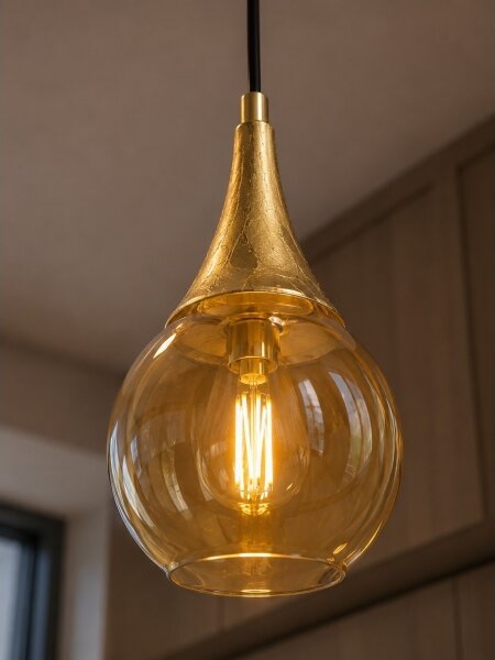 Luster na lanku LACRIMA HONEY 1xE27/60W/230V