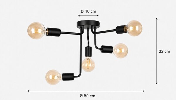 Prisadený luster NIXO 5xE27/60W/230V čierna