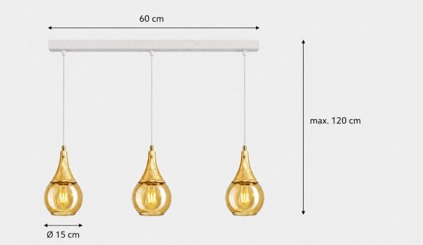 Luster na lanku LACRIMA WHITE 3xE27/60W/230V