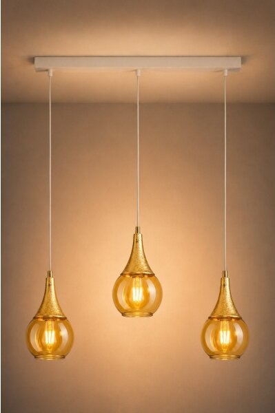 Luster na lanku LACRIMA WHITE 3xE27/60W/230V