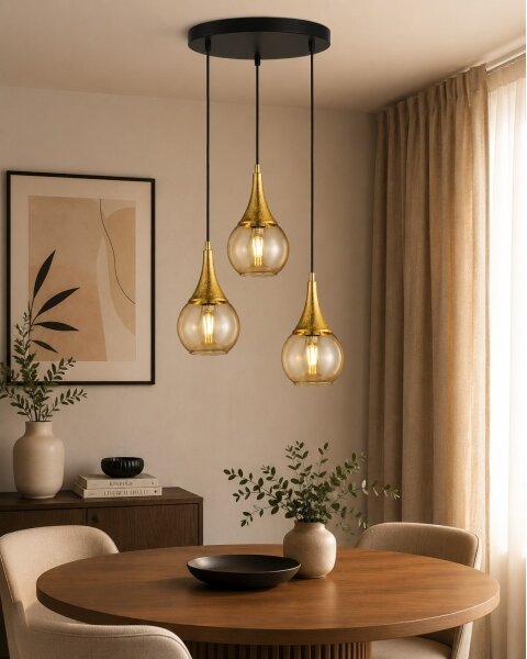 Luster na lanku LACRIMA HONEY 3xE27/60W/230V pr. 30 cm